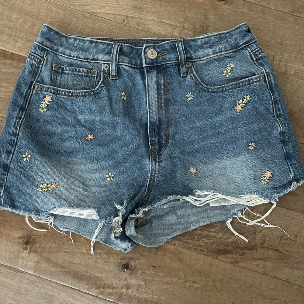 Pair of American Eagle shorts with embroidered flowers.